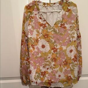 Floral V-Neck Blouse - Multicolor